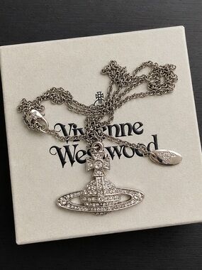Vivienne Westwood Silver Crystal Orb Pendant Necklace